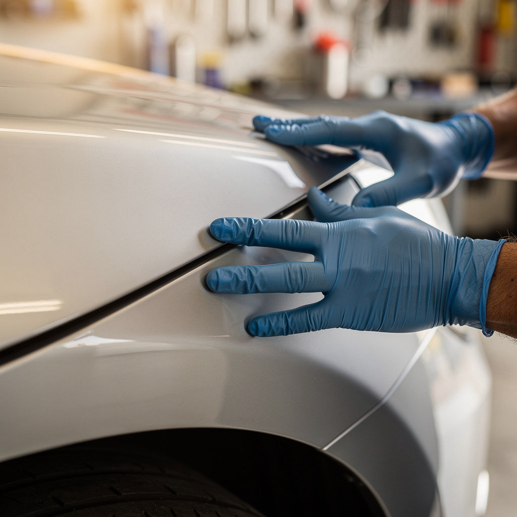 E & M Auto Body San Diego technician performing precision auto body repair in our San Diego shop